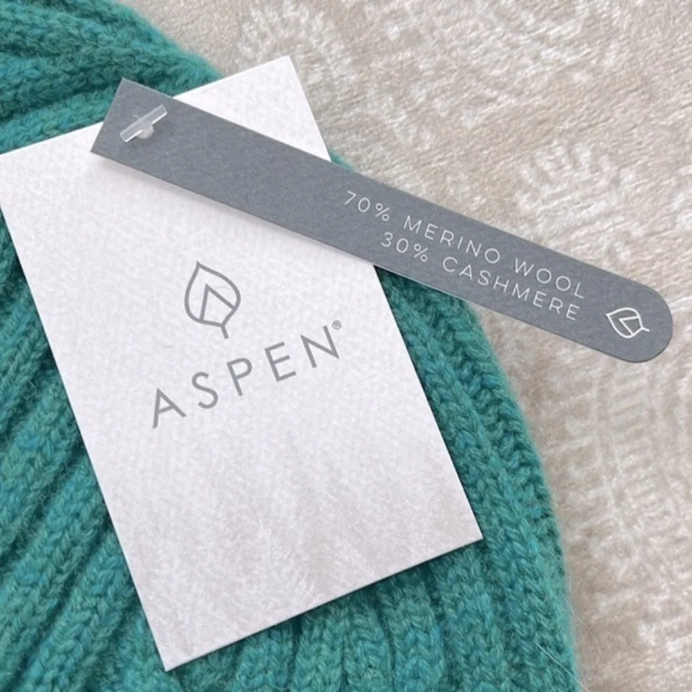 Brand New Aspen Merino Wool & Cashmere Rib Knit Beanie Cap Winter Hat.